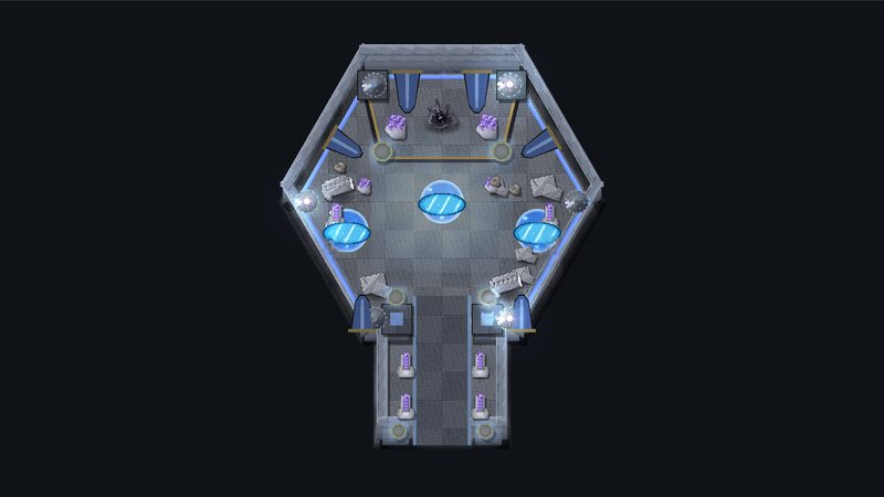 The Sanctum — one of five prebuilt boss arenas, sealed the moment the fight begins.